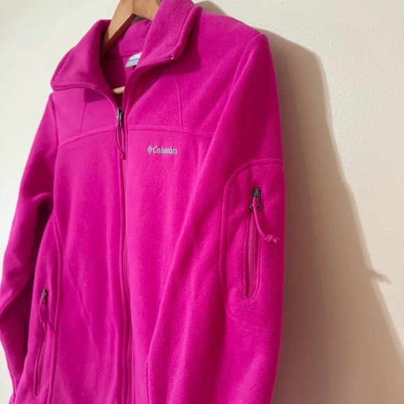 Columbia Fleece Zip Up Sweater Jacket Hot Pink Fuchsia Small - Picture 6 of 7